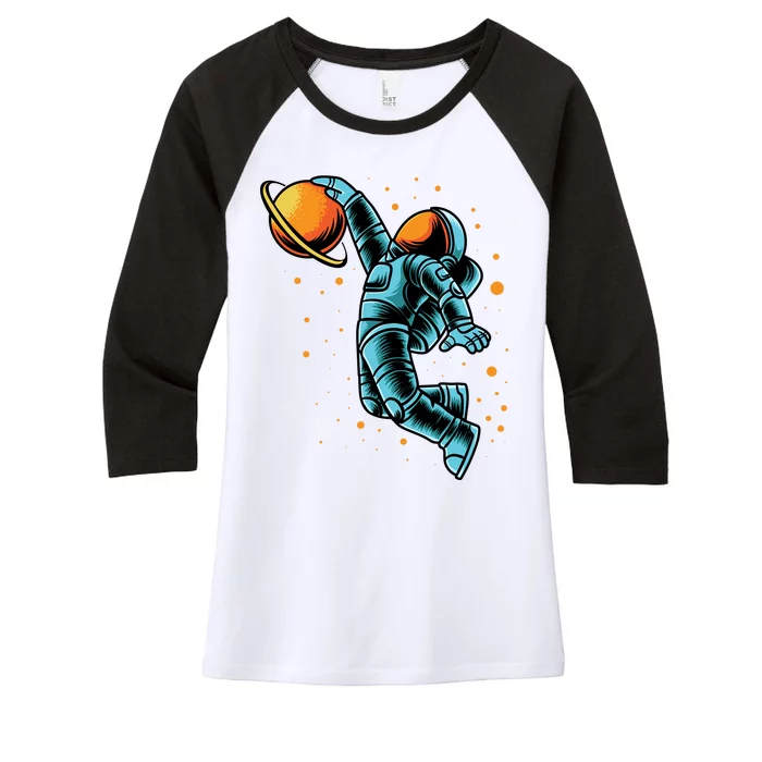 Astronaut Basketball Player Women's Tri-Blend 3/4-Sleeve Raglan Shirt