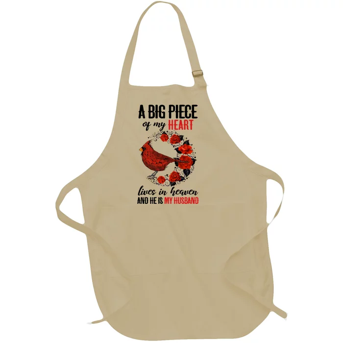 A Big Piece Of My Heart Lives In Heaven Husband Memorial Cute Gift Full-Length Apron With Pocket