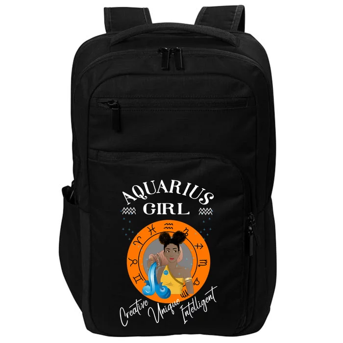 Aquarius Black Queen Zodiac Horoscope Traits Cute Gift Impact Tech Backpack