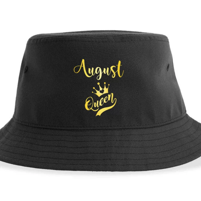 August Birthday Queen Tee Gift Sustainable Bucket Hat