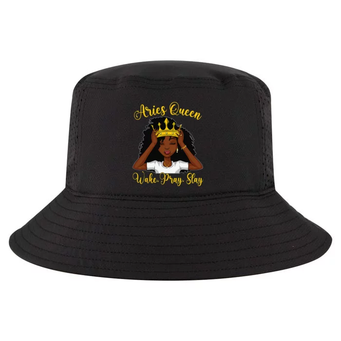 Aries Black Queen Wake Pray Slay Zodiac Birthday Wo Cool Comfort Performance Bucket Hat