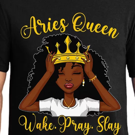 Aries Black Queen Wake Pray Slay Zodiac Birthday Wo Pajama Set