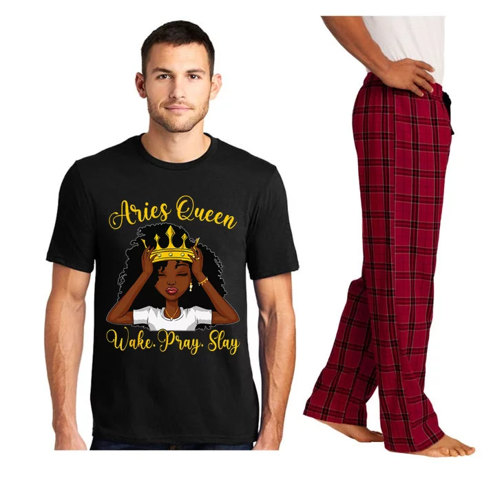 Aries Black Queen Wake Pray Slay Zodiac Birthday Wo Pajama Set