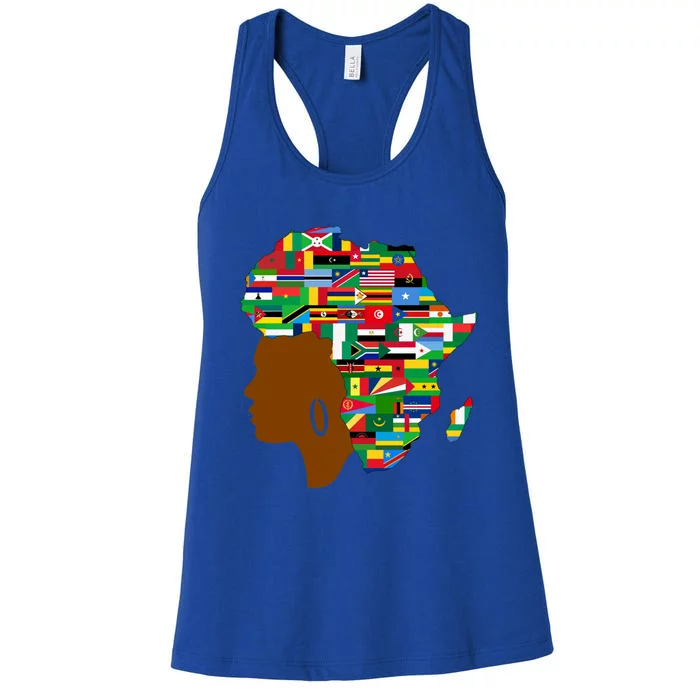 African Black Queen Map Of Africa Black History Gift Women's Racerback Tank