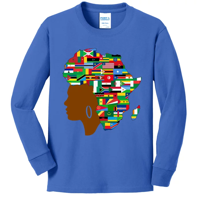 African Black Queen Map Of Africa Black History Gift Kids Long Sleeve Shirt