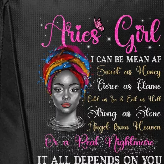 Aries Black Queen Zodiac Birthday Afro Gift City Backpack