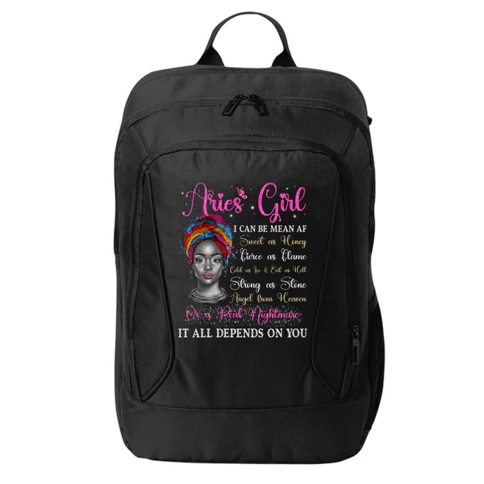 Aries Black Queen Zodiac Birthday Afro Gift City Backpack