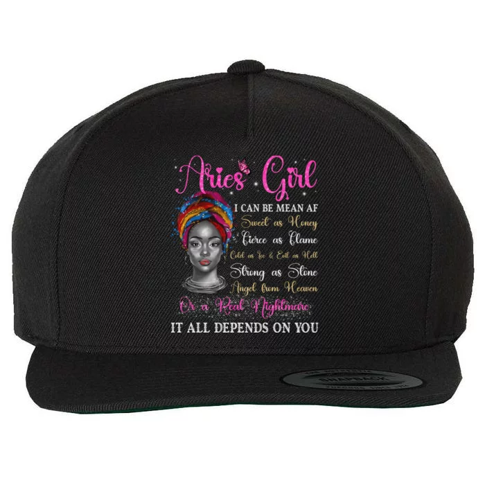 Aries Black Queen Zodiac Birthday Afro Gift Wool Snapback Cap