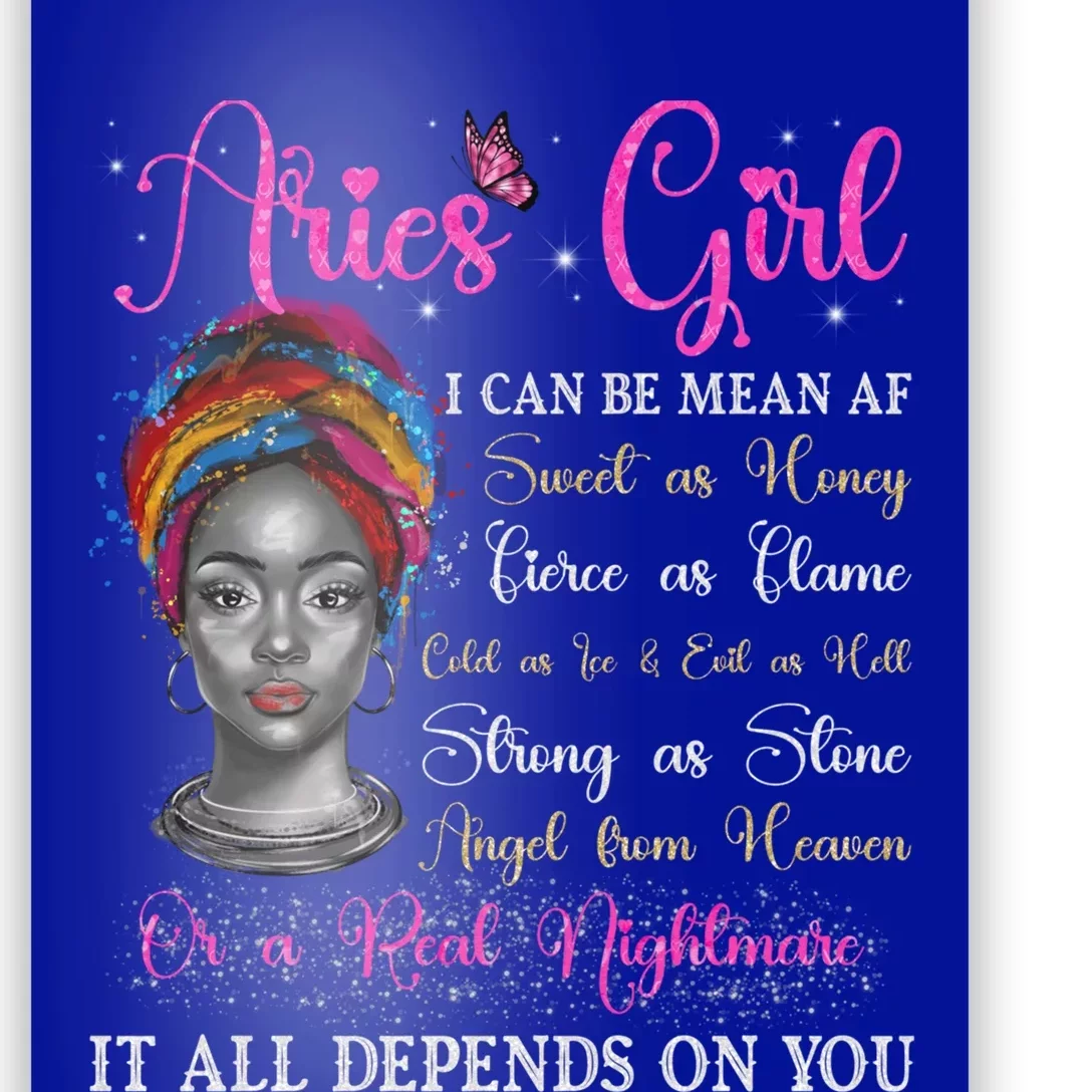 Aries Black Queen Zodiac Birthday Afro Gift Poster