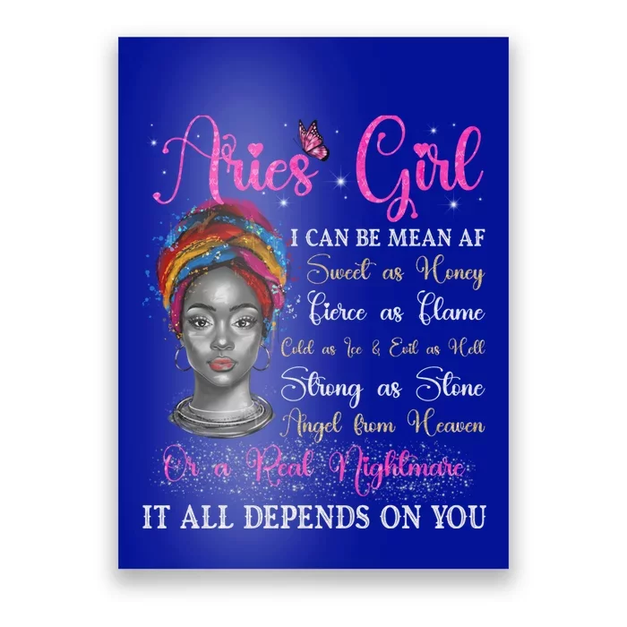 Aries Black Queen Zodiac Birthday Afro Gift Poster