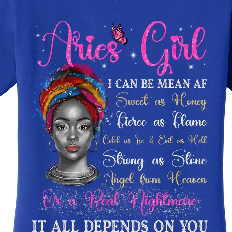 Aries Black Queen Zodiac Birthday Afro Gift Women's T-Shirt