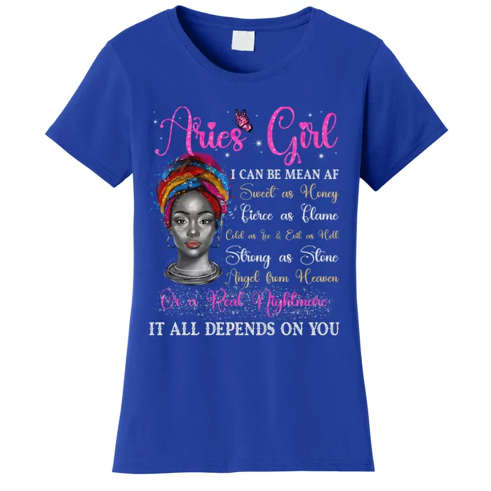 Aries Black Queen Zodiac Birthday Afro Gift Women's T-Shirt