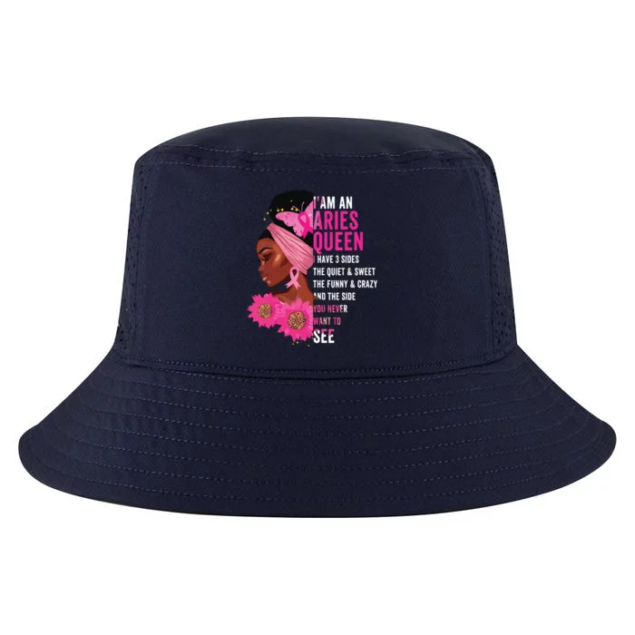 Aries Black Queen I Have 3 Sides April Girl Women Birthday Cool Comfort Performance Bucket Hat