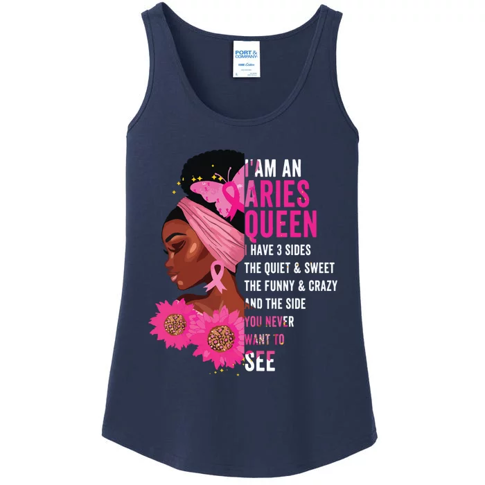 Aries Black Queen I Have 3 Sides April Girl Women Birthday Ladies Essential Tank