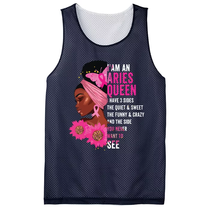 Aries Black Queen I Have 3 Sides April Girl Women Birthday Mesh Reversible Basketball Jersey Tank