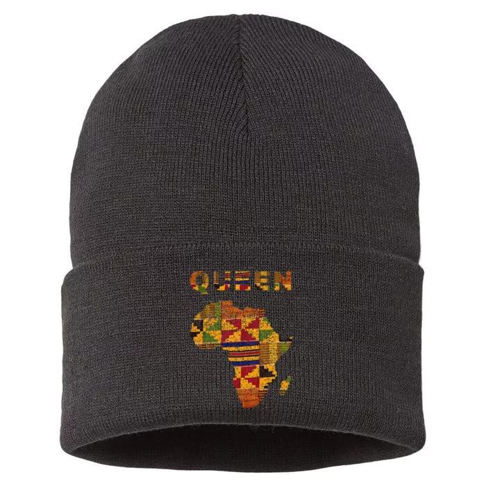 Afro Black Queen African Ghana Kente Cloth Family Matching Sustainable Knit Beanie