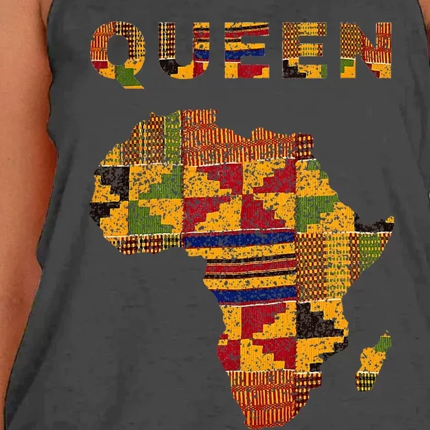 Afro Black Queen African Ghana Kente Cloth Family Matching Women's Knotted Racerback Tank