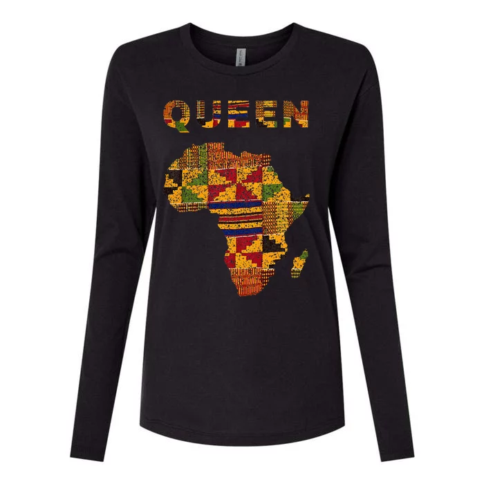 Afro Black Queen African Ghana Kente Cloth Family Matching Womens Cotton Relaxed Long Sleeve T-Shirt