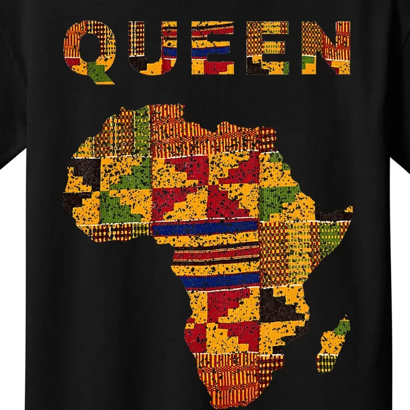 Afro Black Queen African Ghana Kente Cloth Family Matching Kids T-Shirt