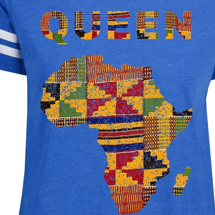 Afro Black Queen African Ghana Kente Cloth Family Matching Enza Ladies Jersey Football T-Shirt