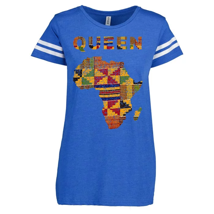 Afro Black Queen African Ghana Kente Cloth Family Matching Enza Ladies Jersey Football T-Shirt