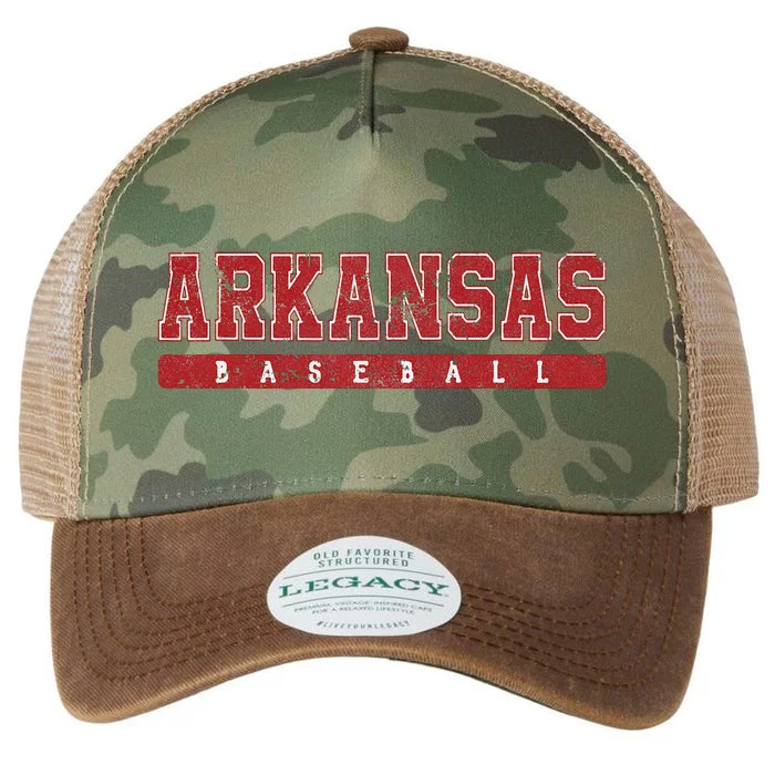 Arkansas Baseball Red Vintage Text Legacy Tie Dye Trucker Hat