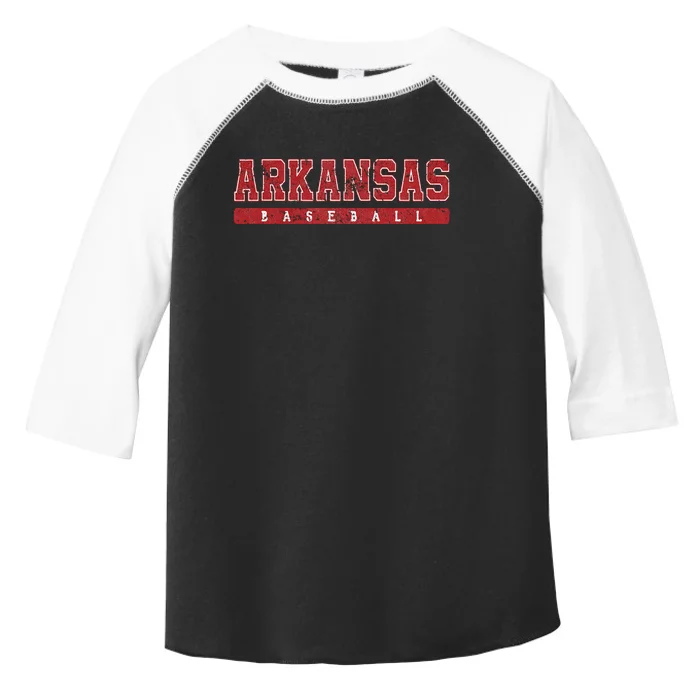 Arkansas Baseball Red Vintage Text Toddler Fine Jersey T-Shirt