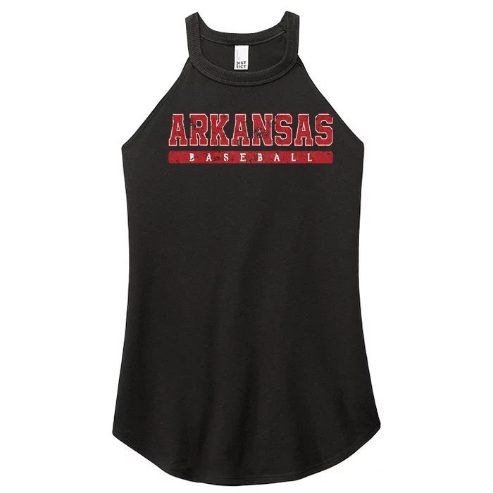 Arkansas Baseball Red Vintage Text Women’s Perfect Tri Rocker Tank