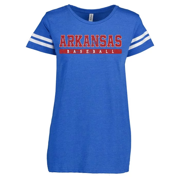 Arkansas Baseball Red Vintage Text Enza Ladies Jersey Football T-Shirt