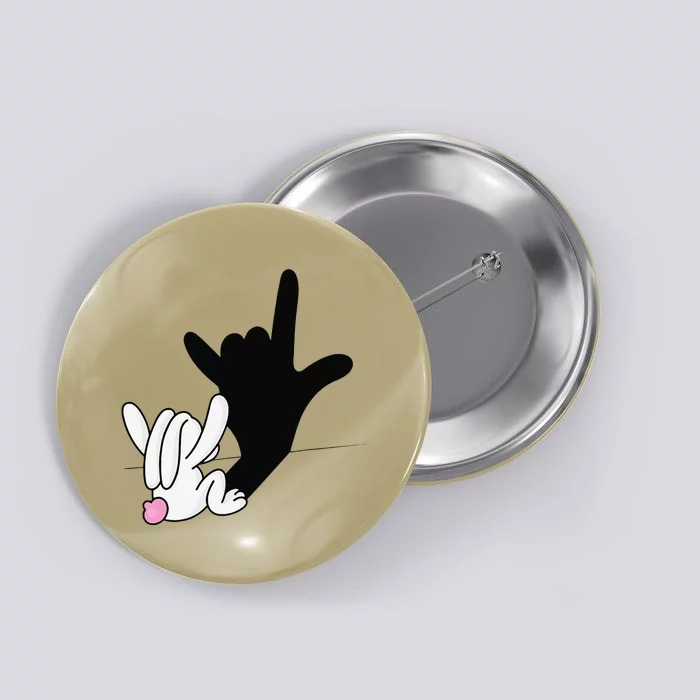 ASL Bunny Reflection I Love You Hand Sign Language Easter Button