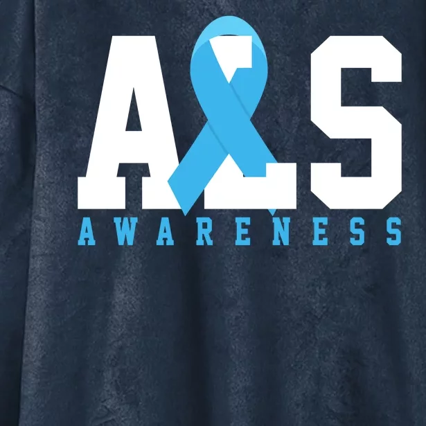 Als Blue Ribbon Awareness Hooded Wearable Blanket