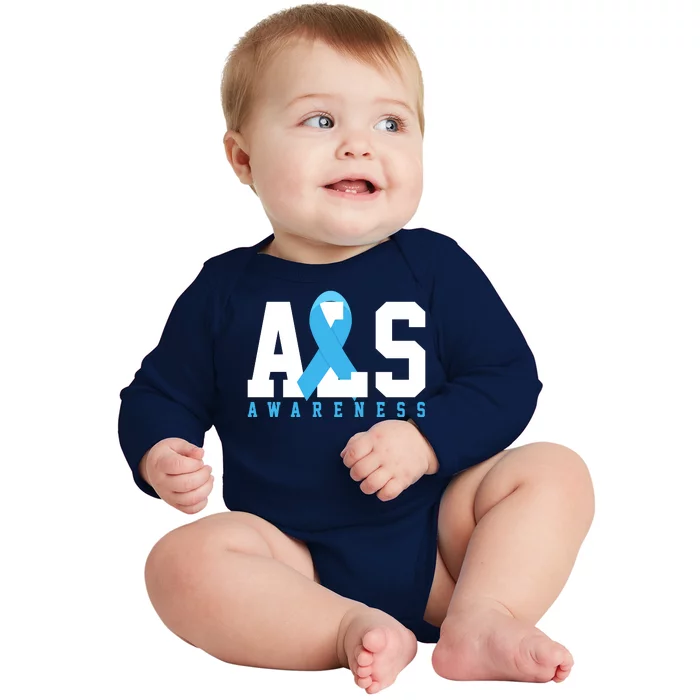 Als Blue Ribbon Awareness Baby Long Sleeve Bodysuit