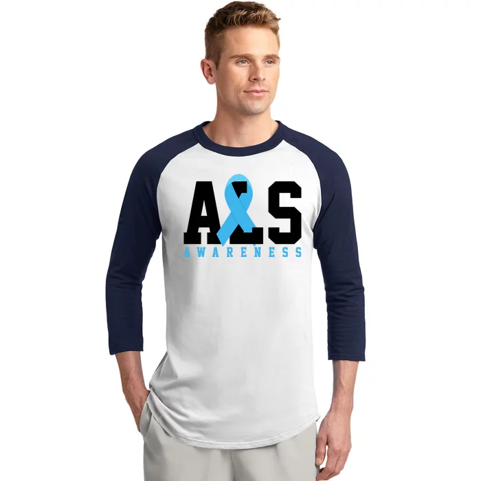 Als Blue Ribbon Awareness Baseball Sleeve Shirt