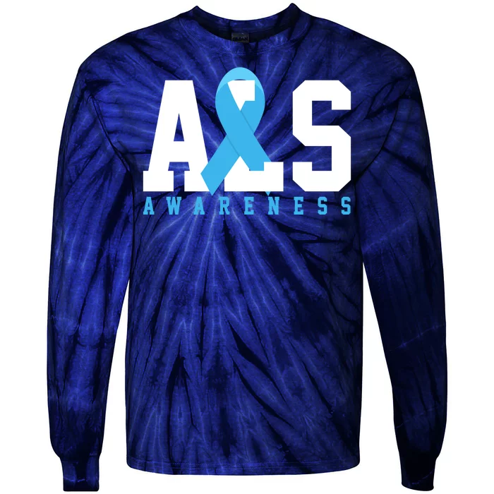 Als Blue Ribbon Awareness Tie-Dye Long Sleeve Shirt