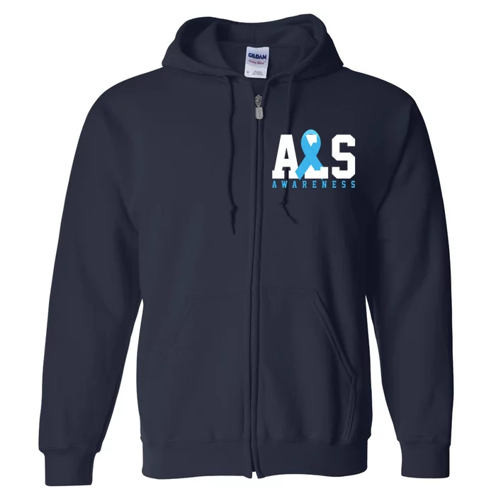 Als Blue Ribbon Awareness Full Zip Hoodie