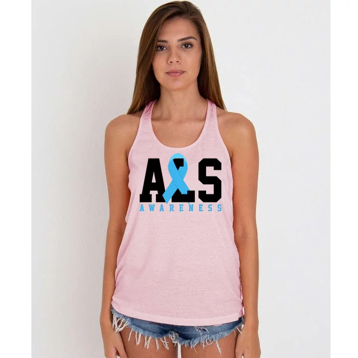 Als Blue Ribbon Awareness Women's Knotted Racerback Tank