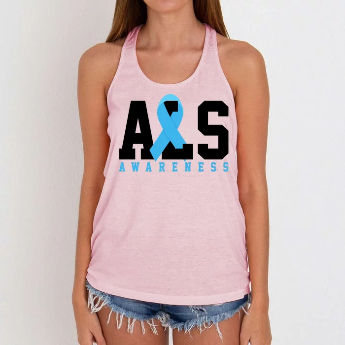 Als Blue Ribbon Awareness Women's Knotted Racerback Tank