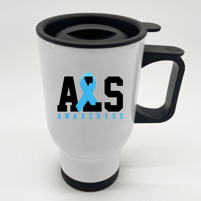 Als Blue Ribbon Awareness Front & Back Stainless Steel Travel Mug