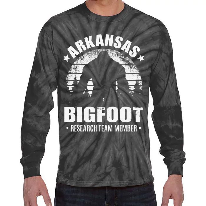 Arkansas Bigfoot Research Team Member Sasquatch Sunset Tie-Dye Long Sleeve Shirt