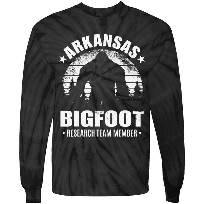 Arkansas Bigfoot Research Team Member Sasquatch Sunset Tie-Dye Long Sleeve Shirt