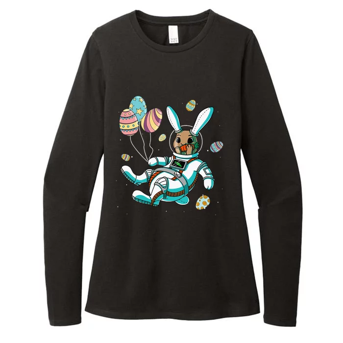 Astronaut Bunny Rabbit Planet Egg Easter Day Womens CVC Long Sleeve Shirt