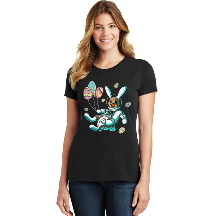 Astronaut Bunny Rabbit Planet Egg Easter Day Women's T-Shirt