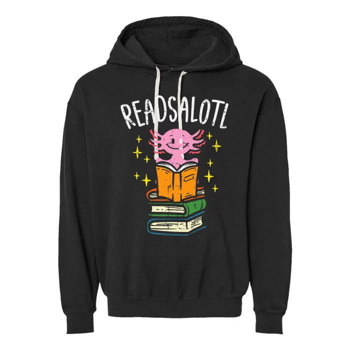 Axolotl Books Readsalotl Reading Bookworm Garment-Dyed Fleece Hoodie