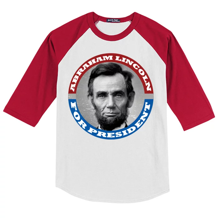 Abraham Abe Lincoln For President Retro Kids Colorblock Raglan Jersey