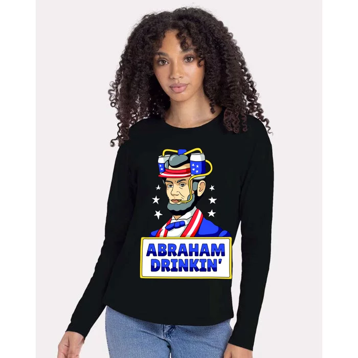 Abraham Drinkin Womens Cotton Relaxed Long Sleeve T-Shirt