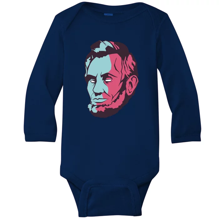 Abraham Lincoln Head Baby Long Sleeve Bodysuit