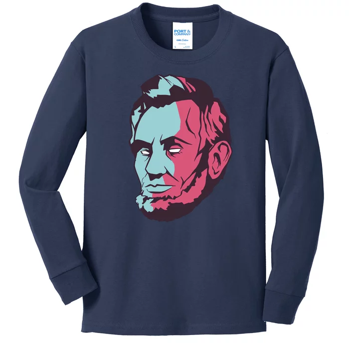 Abraham Lincoln Head Kids Long Sleeve Shirt