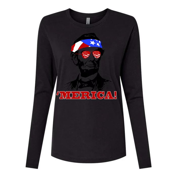 Abraham Lincoln Merica Womens Cotton Relaxed Long Sleeve T-Shirt