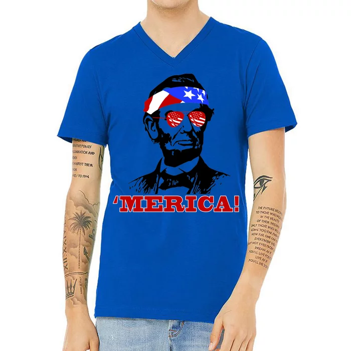 Abraham Lincoln Merica V-Neck T-Shirt