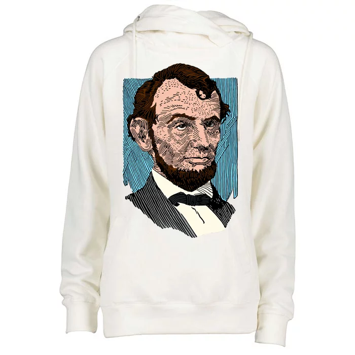 Abraham Lincoln Portrait Womens Funnel Neck Pullover Hood